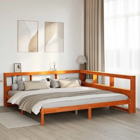 3324307 vidaXL Легло с етажерка за книги, без матрак, 200x200 см, бор масив