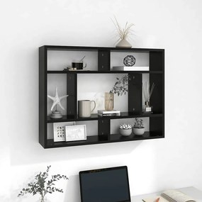 803003 vidaXL Стенен рафт, черен, 75x16x55 см, инженерно дърво
