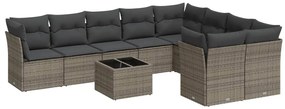 3250019 vidaXL Градински комплект диван с възглавници 10 части сив полиратан