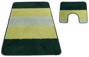 Комплект шарени килимчета за баня в зелено 50 cm x 80 cm + 40 cm x 50 cm