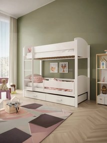 Двуетажно легло Jacky M plus-Бяло-180 x 80