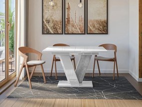 Маса Xao разтегателен -Бял гланц – concrete