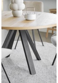 Кръгла сгъваема трапезна маса от декор от дъб в естествен цвят ø 135 cm Maddock – Rowico