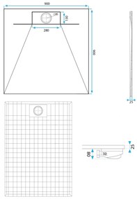 Корито за душ кабина Bazalt CARRARA WHITE 90x90