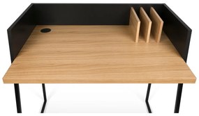 Черно работно бюро с детайли от дъбова дървесина Volga - TemaHome