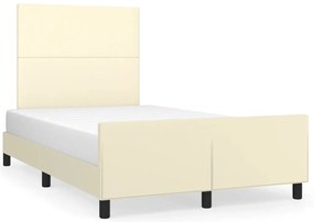 3125441 vidaXL Рамка за легло с табла, кремава, 120x200 см, изкуствена кожа
