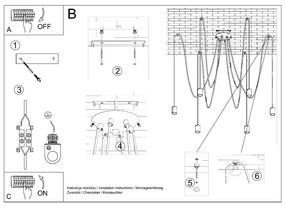 Черно висящо осветително тяло 300x300 cm Spider - Sollux