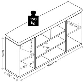 Шкаф за съхранение на обувки Kesper 15920, 10 отделения, Мека повърхност за сядане, Кафяв