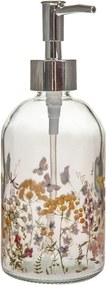 Стъклен диспенсер за сапун 390 ml Flowers – Dakls