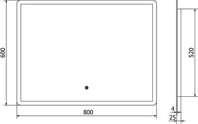 Mexen Navia осветено огледало за баня 80 x 60 см, LED 6000K, анти-пара - 9803-080-060-611-00