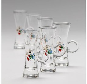 К-кт 6x чаша за алкохол с дръжка прозрачен с мотив на букет номер 5