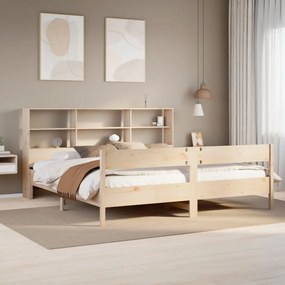 3322975 vidaXL Легло с етажерка за книги, без матрак, 200x200 см, бор масив