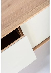 Бяла/естествена маса за телевизор от масивен дъб 160x48 cm Fina – Gazzda