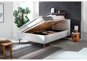 Светлосиво двойно легло 140x200 cm тапицирано с място за съхранение с включена подматрачна рамка Lotte – Meise Möbel