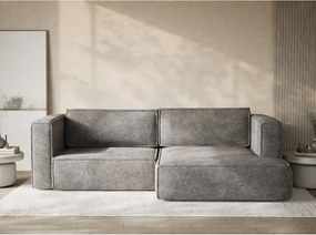 Сив шенилов сгъваем/с място за съхранение ъглов диван (десен ъгъл) Velto – Maison de Rêve