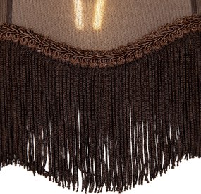 Hanglamp zwart met stekker en bruine kap met witte binnenkant 31,5cm - Cavalux