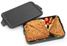 Кутия за храна Brabantia Make&Take 1006284, 1.1 л, До 2 сандвича, Без BPA, Плоска, Тъмносив
