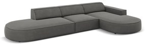 Ъглов диван от сиво кадифе (десен ъгъл) Jodie - Micadoni Home