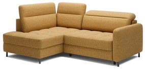 Жълт кадифен разтегателен ъглов диван с място за съхранение (ляв ъгъл L форма) Barea – ELTAP