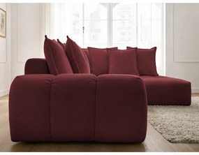 Бордо шенилов сгъваем/с място за съхранение ъглов диван (десен ъгъл/L форма) Everest – Bobochic Paris