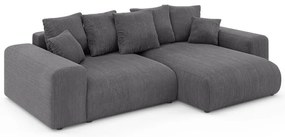 Сив разтегателен ъглов диван с място за съхранение от рипсено кадифе (променлив) Luma – Ropez
