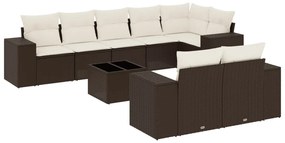 3255170 vidaXL Градински комплект диван с възглавници 9 части кафяв полиратан