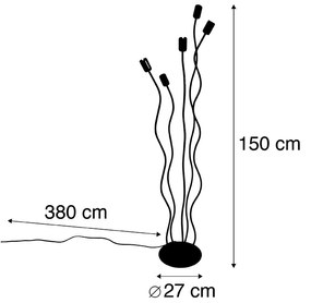 Дизайнерска подова лампа черна 5-светлинна - Wimme