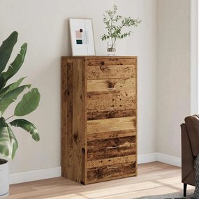 855890 vidaXL Бюфет с 6 чекмеджета, старо дърво, 50x34x96 см, ПДЧ