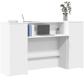 3324205 vidaXL Рецепционно бюро, бяло, 180x50x103,5 см, инженерно дърво