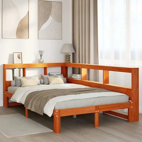 3324402 vidaXL Легло с етажерка за книги, без матрак, 120x190 см, бор масив