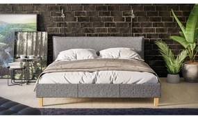 Сиво тапицирано двойно легло с решетка 160x200 cm Tina - Ropez