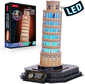 Cubic Fun - Пъзел 3D Leaning Tower of Pisa Night Edition Includes Color Led 42ч. L535h