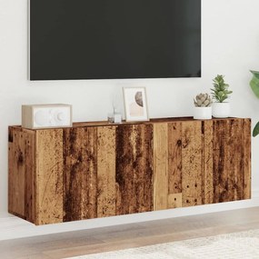 857663 vidaXL ТВ шкафове за стенен монтаж, 2 бр, старо дърво, 60x30x41 см