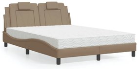 3208786 vidaXL Легло с матрак, капучино, 120x200 см, изкуствена кожа