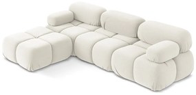 Бял кадифен модулен ъглов диван Lokua – Makamii