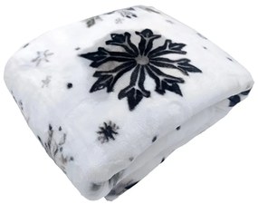 Бяло одеяло с коледен мотив от микроплюш 150x200 cm Nord Flake – My House