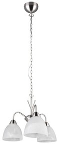 Бяло-сребристо висящо осветително тяло със стъклен абажур ø 43 cm Dobby – Trio