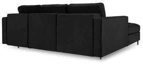 Ъглов разтегателен диван от черно кадифе , ляв ъгъл Santo - Milo Casa
