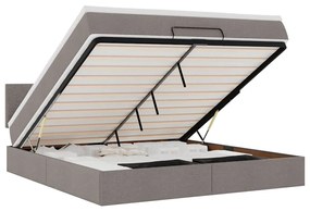 3312240 vidaXL Османска легло с матрак и LED, таупе, 160x200 см, плат
