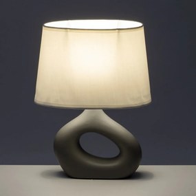 Бяло-сива керамична настолна лампа с текстилен абажур (височина 30 cm) – Casa Selección