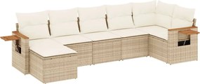 3227031 vidaXL Градински диван с възглавници, 7 части, бежов полиратан