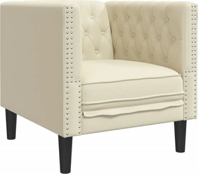 372653 vidaXL Честърфийлд диван стол Крем kunstnahast