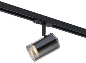 Модерен прожектор черен с димно стъкло за 1-фазна релсова система - Iconic Lloyd