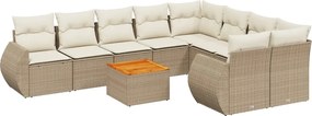 3225162 vidaXL Градински диван с възглавници, 10 части, бежов полиратан