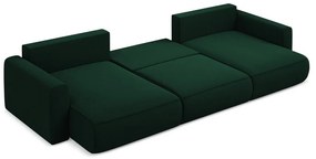 Зелен кадифен разтегателен ъглов диван с място за съхранение (U форма) Kapua – Makamii