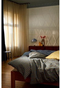 Бяло и тъмносиньо крепирано спално бельо за единично легло 140x200 cm Bæk&amp;Bølge - JUNA