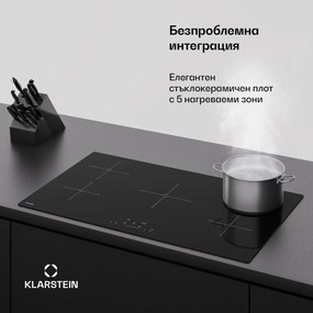 Klarstein PowerGlide индукционен плот | Модерен и мощен | 5 зони за готвене | 9800 W | 90 cm