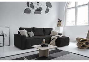 Антрацитен разтегателен ъглов диван от рипсено кадифе (променлив) Brave Dave – Miuform