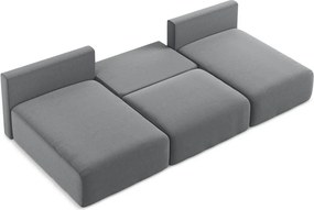 Сив кадифен сгъваем/с място за съхранение ъглов диван (U форма) Kalena – Makamii