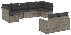 3219410 vidaXL Градински комплект диван с възглавници 9 части сив полиратан